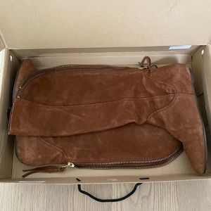 Brown Suede Knee High Boots